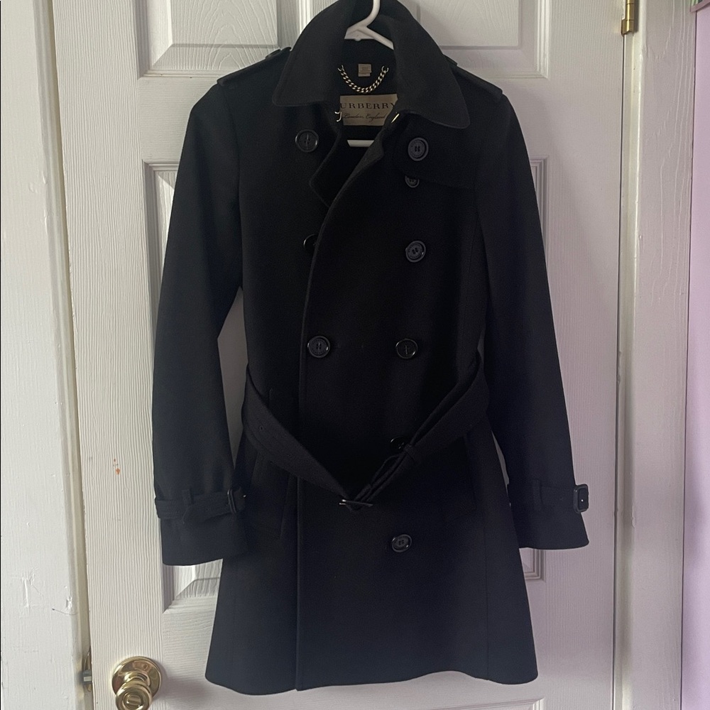 Burberry Black Coat with Gold Chain Accent